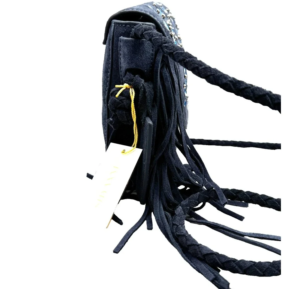 Shyanne Women's Belle Embroidered Fringe Suede Crossbody Bag Western Boho Hippie - Picture 9 of 12